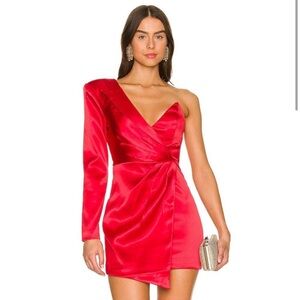 NBD red one shoulder blazer dress